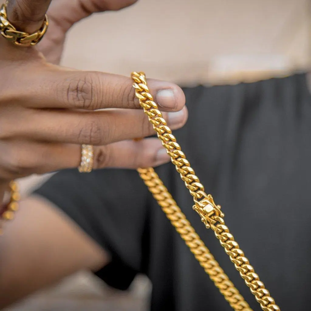 Miami Cuban Link Necklace - 8mm Chain with Decorative Links