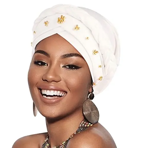 1 Pack Twisted Braid: Gold Bead White