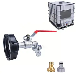 Ibc Water Tank Adapter, 1 Piece Barrel Accessories Fitting, Brass Nozzle 1/2 Inch, Compatible with Soft Tube Connectors & Adjustable Sprayers, Garden Hose Connector