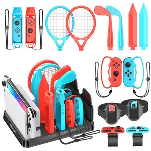 Switch Sports Accessories Bundle with Organizer Station Compatible with Nintendo Switch/ OLED Console & Joy-con, Storage and Organizer for Switch Sports Games, Family Sports Party Pack Accessories Kit
