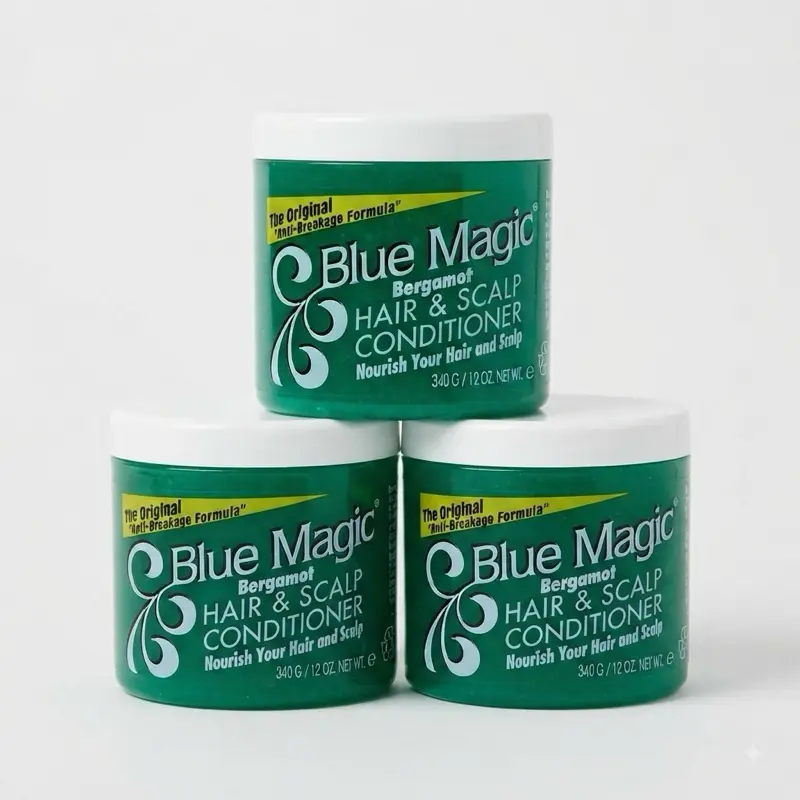 Hair Pomade - Blue Magic Bergamot Conditioner growth oil for Haircare & Hair Styling 12oz pack of 3