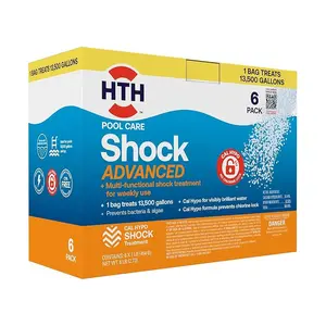HTH 52036R Pool Care Shock Advanced, Swimming Pool Chemical - Cal Hypo Formula, Prevents Bacteria & Algae, Restores Crystal Clear Water - Shock Treatment, (6 Pack)