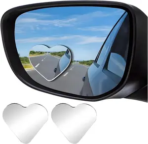 2PCS Heart Shaped Car Blind Spot Mirrors, HD Glass Wide Angle Side Mirrors for Enhanced Safety, Adjustable Frameless Rear View Mirror, Universal Car Exterior Accessories