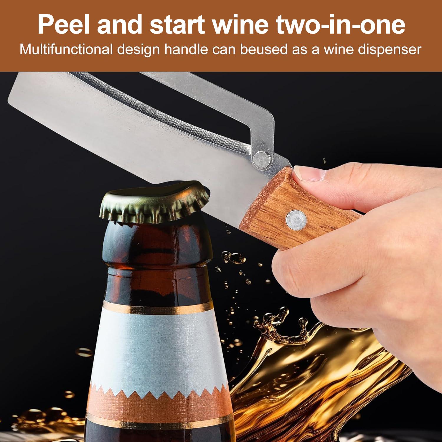 KOMOX 2-in-1 Fruit & Veggie Peeler with Bottle Opener Sharp Stainless Steel Wooden Handle Ergonomic Non-slip Design for Comfortable Grip