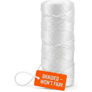 Bright White Nylon Twine #18, 250 Ft Strong String for Garden, Plant Support & Outdoor Tasks