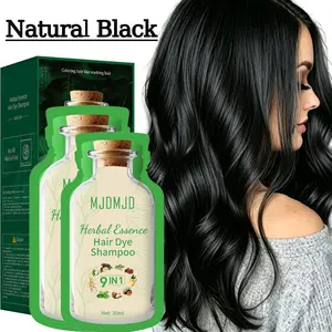 Bubble Plant Hair Dye Shampoo, Botanical Bubble Hair Color, Natural Black, Gray Coverage, Fast Coloring, Long Lasting, Easy Use, 30ml x10 Packs