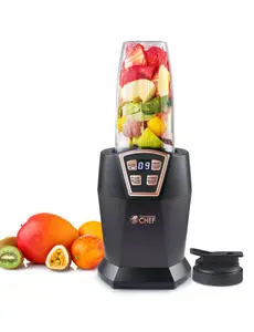 Commercial Chef Personal Blender with 3 Modes, 28Oz Cup with Lid Included, Blender for Smoothies, Shakes & More with 6 Stainless Steel Blades, 1000W, LED Display, CHPB40B, Black