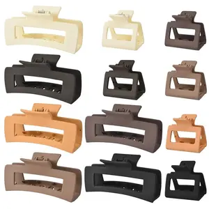 12 Pcs Rectangle Hair Claw Clips 6 Pcs 4 Inch Large 6 Pcs 2 inch Small