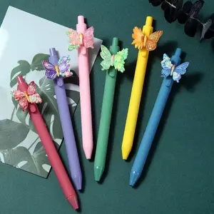Glossy Ice-Transparent Resin Butterfly Decorative Colorful Neutral Pens, School Office Supplies Writing Tools Ballpoint Pens