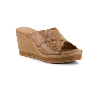 Onex Dianne X-Cross Slide Beige Elastic Wedge Sandal Womens sizes 5-11 NEW