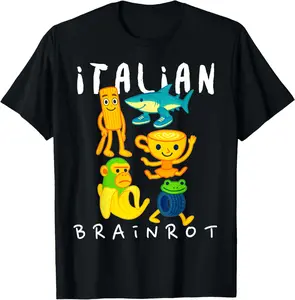 100% Cotton Italian Brainrot Meme Cartoon Crayon Kindergarten Kids Funny T-Shirt
