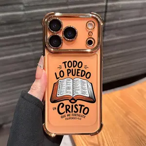 Bible Verse Aesthetic Christian Pattern Phone Case , Electroplated Cover with Airbag Shockproof Slim Soft TPU Cover,Phone Case Suitable for IPhone11/12/13/14/15/16/17 Air Pro Promax Plus