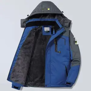 Men Waterproof Ski Snow Jacket, Mountain Rainproof Jacket Fleece Coat Multi Pocket Winter Coat Outdoor Clothing Windproof