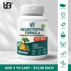 UQB Neurotrophic Formula with B12 & Folate 60 Capsules Supports Brain Heart Sleep Relaxation Focus Non-GMO Organic Made in USA