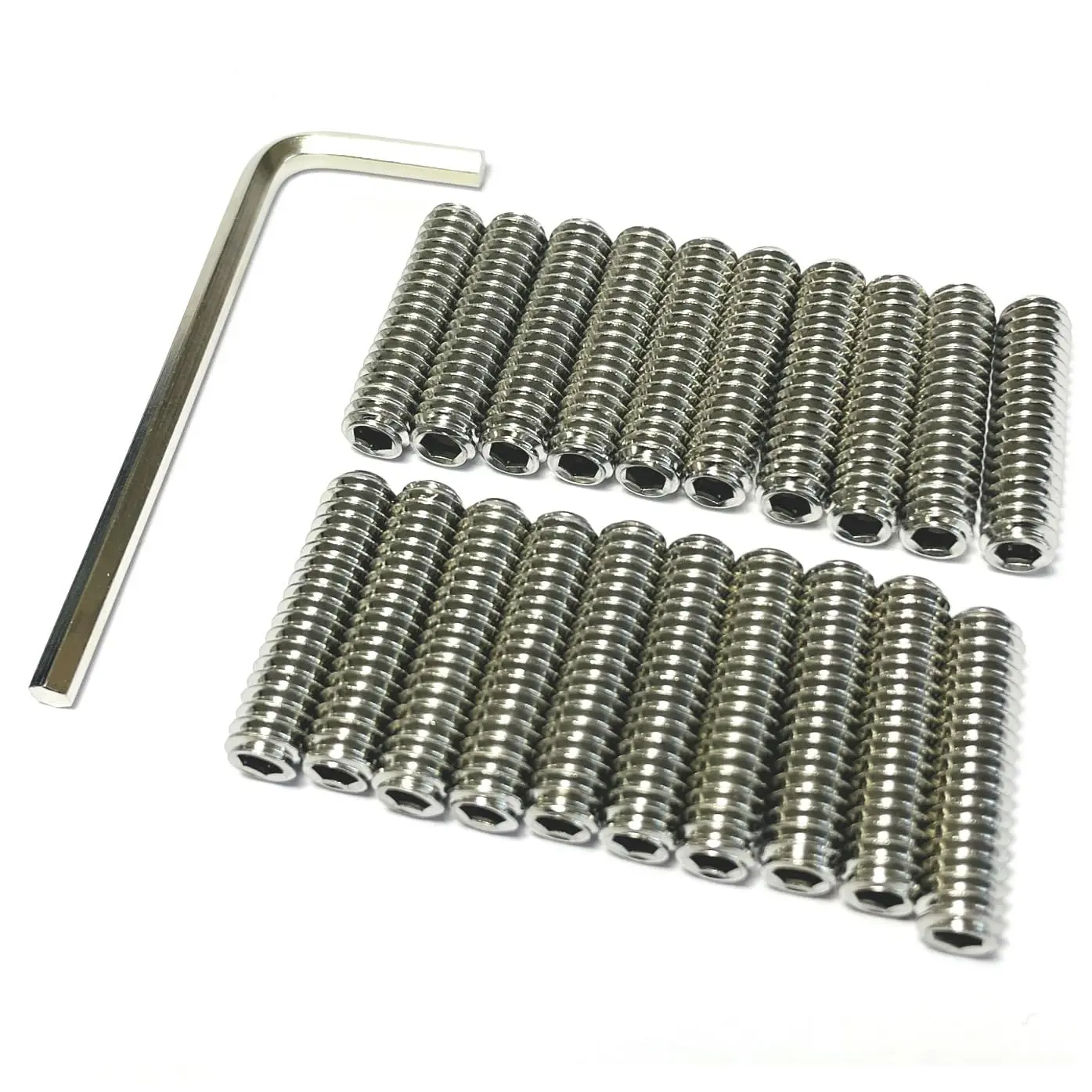 20 count Set Screws 1/4-20 x 1 inch 304 Stainless Steel Allen  Hex Socket Set Screws Grub Hex  Sockets with 1/8 Allen Wrench.(1" Length)