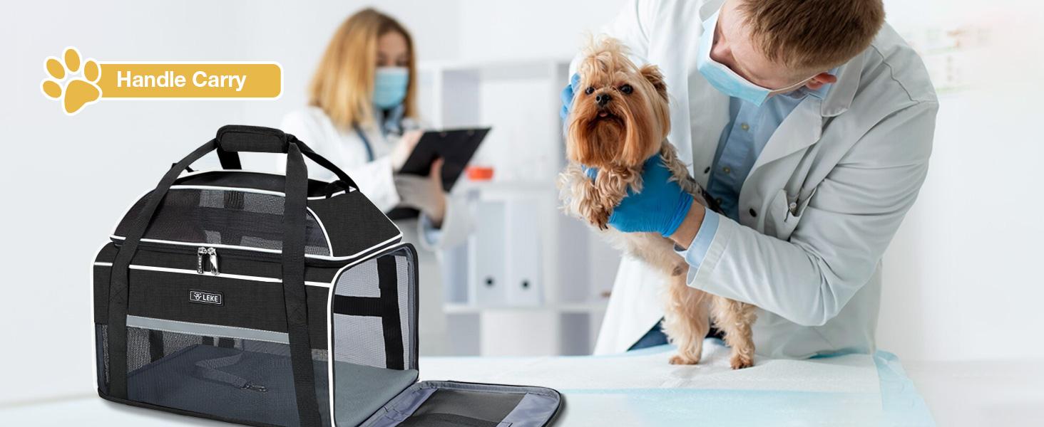 Lekereise Top-Expandable Pet Carrier 18x13x9.5 Inch Southwest Frontier Airline Approved Soft Sided Underseat to 15lbs Travel Carriers for Small Cats Dogs with Locking Safety Zippers Anti-Scratch Mesh