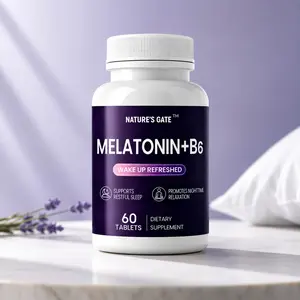 NATURE'S GATE Melatonin + Vitamin B6 Supplement, 60 Tablets - Wake Up Refreshed Formula, Supports Restful Sleep & Nighttime Relaxation, Easy Daily Wellness Support