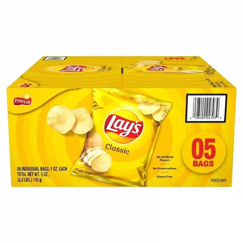 Classic Potato Chips, 1 oz. – 05 Pack Individually Wrapped Crispy Snack Bags for Parties, Lunchboxes, and On-the-Go