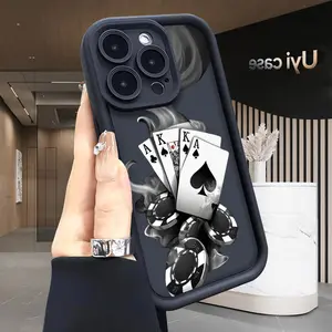 Ace of Spades Smoke Phone Case for iPhone 17 Air 15 16 16e 14 13 12 11 Pro Max Plus X XS Shockproof Silicone TPU Bumper Drop Protection Soft Cover Festive Design