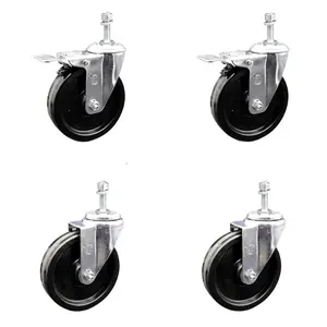 Service Caster SCC-TSTTL20S514-PHS-M1015-2-S-2 Phenolic Swivel Threaded Stem Caster, Threaded Castors with 5x1.25 in. Black Wheels, 10 mm Stems - Set of 4