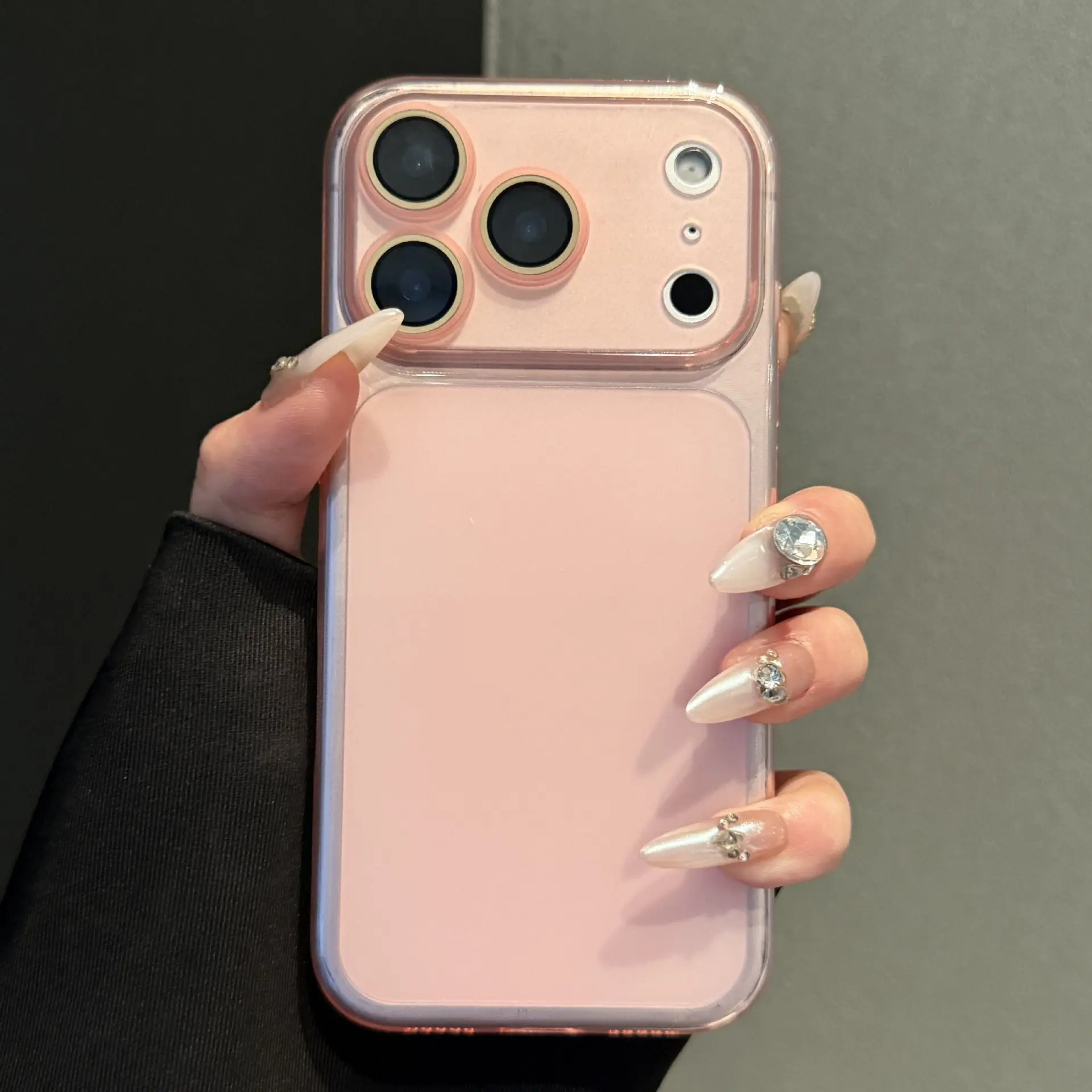 Chic Customized Silicon Smartphone Case for iPhone 17/16/15/14 Pro Max - Solid Color, Moist Semi-Transparent Frosted Back, Waterproof, Shockproof, Anti-Drop Lens Protector, Transparent Base, Essential Cellphone Accessory