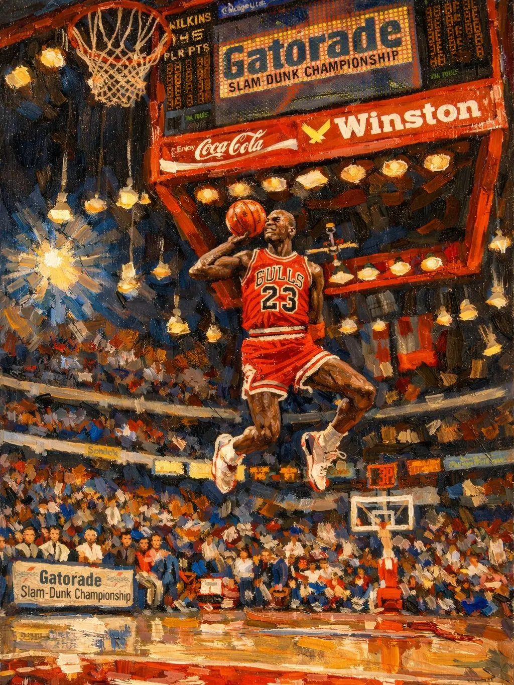 Chicago Bulls Micheal Jordan 13x19 Oil Painting Print