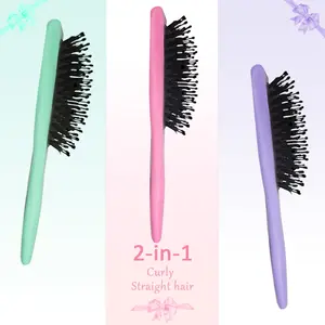 Curl Defining Brush for Men & Women - Reduces Pulling & Curl Separation, Ideal for Combing and Shaping Curly Hair. Haircare, Smooth，Flexible Curl Styling Brush with Ergonomic Handle, Nylon Bristles to Enhance Curls, Perfect Tool Curls Green & Purple