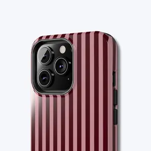 Burgundy & Pink Stripe iPhone Case Glossy Slim Tough Cover for iPhone Samsung Google Pixel with Polycarbonate TPU Impact Resistance & Wireless Charging Support