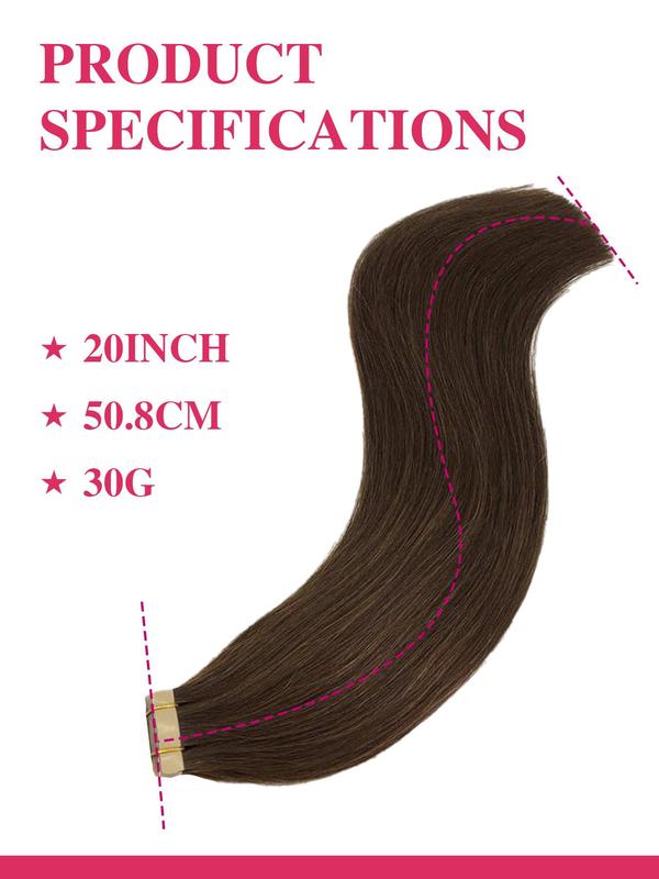 20 Inch Long Straight Glue Hair Extension, Invisible Seamless Straight Hair Extensions, Fusion Hair Extensions, Fashionable Natural Fluffy Synthetic Hairpiece for Women & Girls, Glossy Hair Bundles, Synthetic Soft Hairpieces