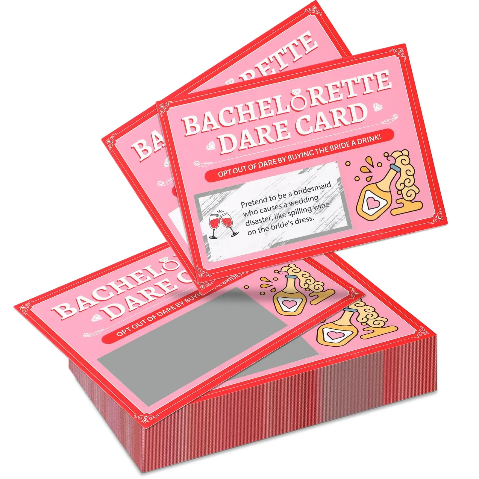 100 Pieces Bachelorette Dare Card Scratch Off Game Single Party Girls Night Out Dare Cards Bachelorette Party Game Activity Funny Dares Cards for Wedding Showers Bridal Party Supplies