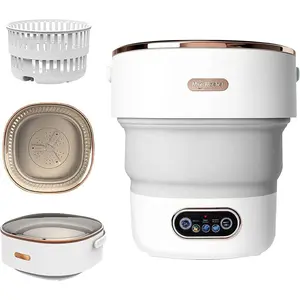 Portable Washing Machine,15L Collapsible Mini Washer with 3 Cleaning Modes Drain Basket Small Foldable Laundry Machine for Travel Camping Dorms RVs Apartments  Clothes Underwear Socks Delicates