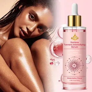 Watermelon-scented tanning essence 100ml Sunless Tanning | Accelerates tanning for a natural bronze complexion | Non-smudge-proof formula with Vitamin E and avocado oil for moisturizing and nourishing.