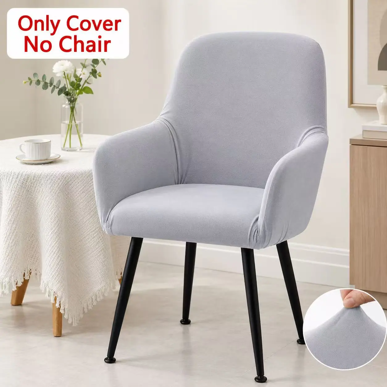[Premium Stretch Style] Soft and Breathable Office Chair Cover with High Armrests , Elastic Comfortable and Thin Furniture Protector,All-Season Use Modern Plush Chair Cover for Living Room Dining Office