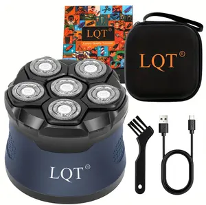 LQT Men's 6-Head Bald Head Electric Shaver, LED Display, Magnetic Suction, USB Rechargeable Multifunctional Grooming Tool