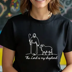 The Lord is My Shepherd Christian T-Shirt for Women & Men Breathable Knit Fabric Elastic Collar Faith Based Fashion
