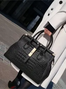 Ladies' Crocodile Pattern Handbag - Fashionable Zipper Handheld Handbag - Perfect for Work and Office Use - Hand Shoulder Bag