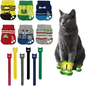 24Pcs Cat Mittens to Prevent Scratching,Cute Patterned Non Slip Cat Booties,Multi Colored Cats Shoes with Adhesive Tabs,Ideal for Bathing Cats,Trimming Nails Walking Puppies