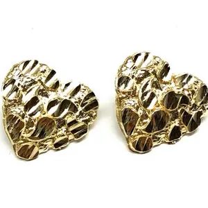 14K gold plated heart nugget earrings