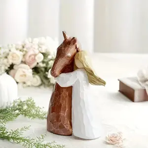 Resin Decorations Girl Holding A Horse Creative Home & Outdoor Decor Multi-functional Garden Ornament Best Gift for Girls
