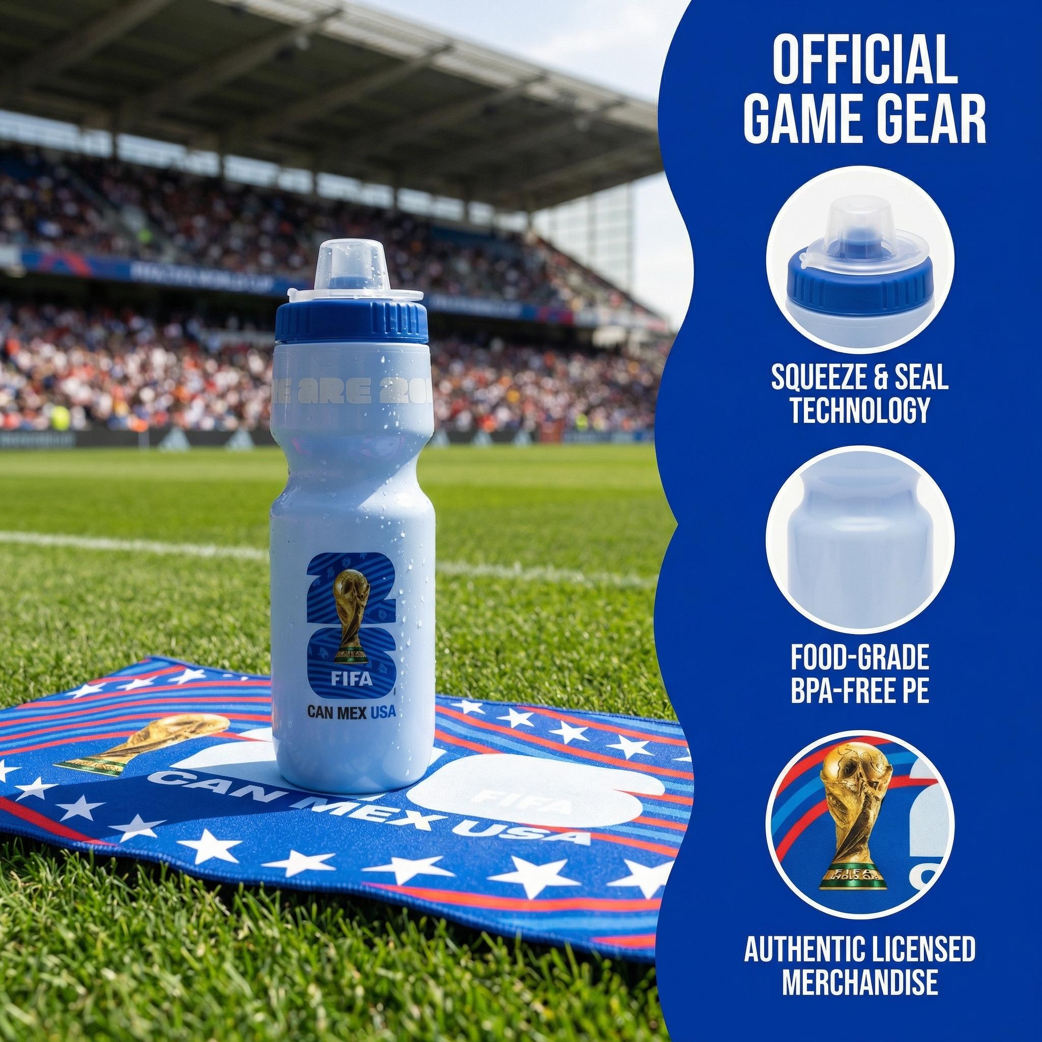 [FIFA World Cup 2026] Officially Licensed Squeeze Bottle and Towel Set: Durable, Lightweight, and Perfect for Teenage Soccer Fans Reusable
