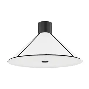 Forrest 2-Light Semi-Flush Ceiling Light with Black Trim and White Linen Shade