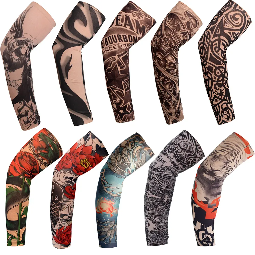 6Pairs Summer Temporary Tattoo Arm Sleeve for Men Women Cooling Fake Tattoo Sleeves Sun Protection Cover for Outdoor Activities