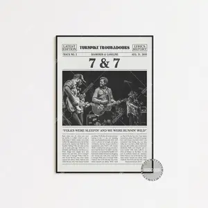 EVERY Turnpike Troubadours Retro Newspaper Print, 7 & 7 Poster, 7 7 Lyrics Print, Home Decor, Music Art