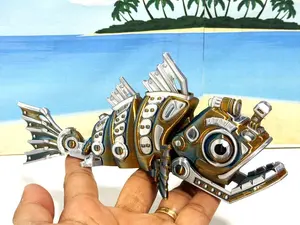 Articulated Cyber Fish Fidget Toy, 3D Printed 7" Executive Desk Toy for Stress Relief and Articulation