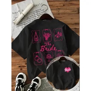 Womens Bride Graphic Cotton Short Sleeve T Shirt Bachelorette Party Bridal Shower Wedding Weekend Cute Pink Print Soft Casual Summer Top Gift For Bride