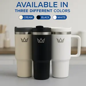 40oz Double-Layer Insulated Cup with Handle – Dual-Function for Coffee & Temperature Preservation, Coming with Lid & Straw, Leak-Proof Style Suitable for Office & Fitness Transport