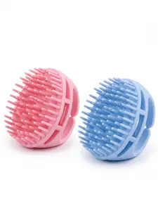2-Pack Silicone Scalp Massage Shampoo Brushes for Hair Growth & Dandruff Removal, Soft Bristle Scalp Scrubber and Exfoliating Massager for Wet & Dry Hair Care (Blue & Pink)