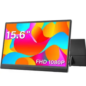 Portable Monitor 15.6'' FHD 1080P Portable Laptop Monitor IPS Computer External Screen USB C HDMI Display Built-in kickstand for PC MAC Phone