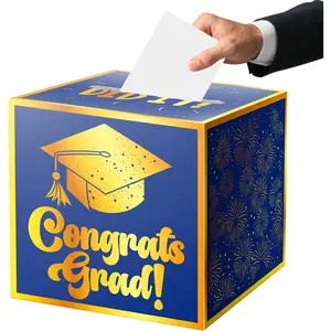 Graduation Card Box, Cardboard Congrats Grad Card Boxes Holder, Blue and  Graduation  Box for Graduation Party Decorations Favors Decor Supplies Props.