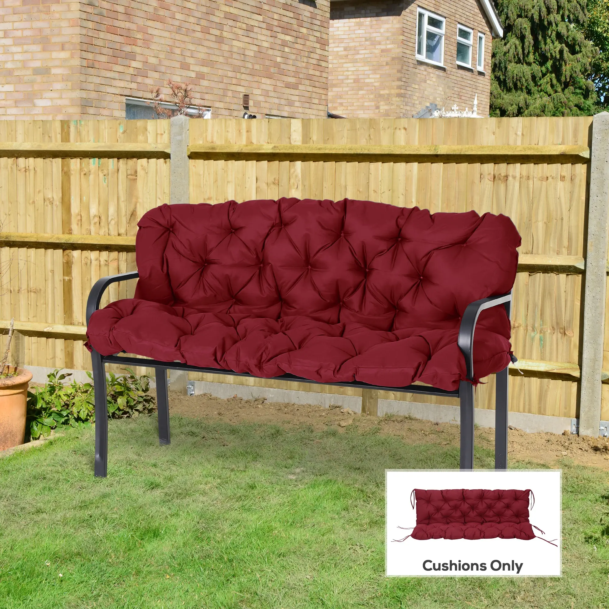 Universal 3 Seater Outdoor Replacement Tufted Cushion Six Fixed Corner Straps For Lawn Porch Swing Leisure Furniture